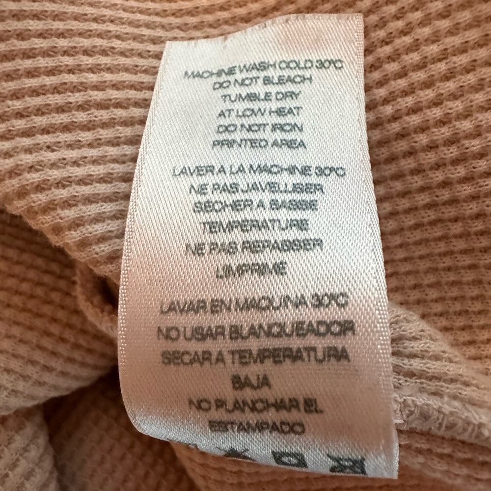 Sundry for Evereve women’s LOVED cream tan waffle long sleeve 1 (S) Henley top - Picture 12 of 13